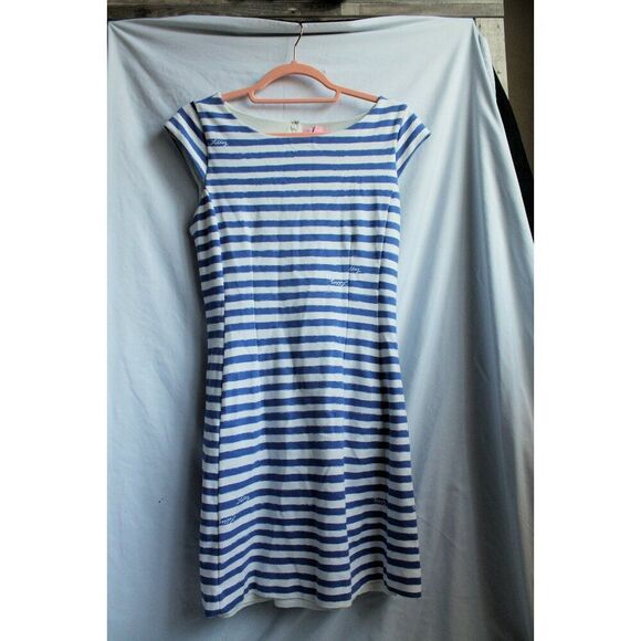 Lilly Pulitzer Briella Dress Size M Striped Blue and White with Lilly logo - Picture 3 of 5